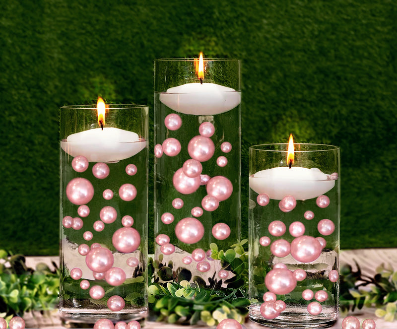 75 Floating Blush Light Pink Pearls-Fills 1 Gallon of Floating Pearls & Transparent Gels for the Floating Effect-With Exclusive Measured Gels Prep Bag-Option 3 Submersible Fairy Lights Strings