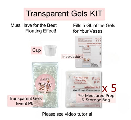 Event Pks Transparent Water Gels Premeasured Kits-Each Fills 5 GL of Gels Floating Your Vase Decorations-No Guessing-Best Results-Not Including Pearls