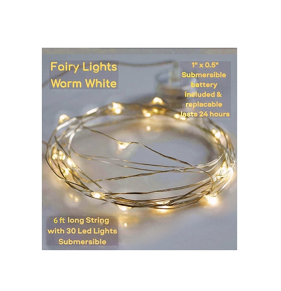30 Led Fairy Lights on Each String- 3 Strings- Submersible String & Battery- Exclusive Garlands for Vases- Choice of Cool White or Warm White Glow