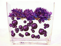 75 Floating Purple Plum Pearls Large Sizes- Option of 3 Submersible Fairy Lights Strings Hidable Submersible Batteries- 1 Gallon of Transparent Water Gels for Vases