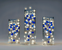 100 Floating Royal Blue Gems & Floating Silver Pearls-Shiny-Jumbo Sizes-Fills 2 Gallons of Transparent Gels for Floating Effect-With Measured Floating Gels Prep Bags-Option: 6 Submersible Fairy Lights Strings