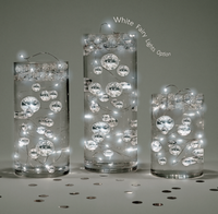 Floating Metallic Silver Pearls-Jumbo Sizes-Fills 1 Gallon of Floating Pearls & the Transparent Gels for Floating Effect-With Exclusive Measured Floating Gels Prep Bag- Option: 3 Submersible Fairy Lights Strings
