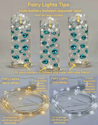 75 Floating Turquoise Blue/Teal Pearls-Fills 1 Gallon of The Transparent Gels for The Floating Effect-With Measured Gels Prep Bag-Option of 3 Fairy Lights Strings