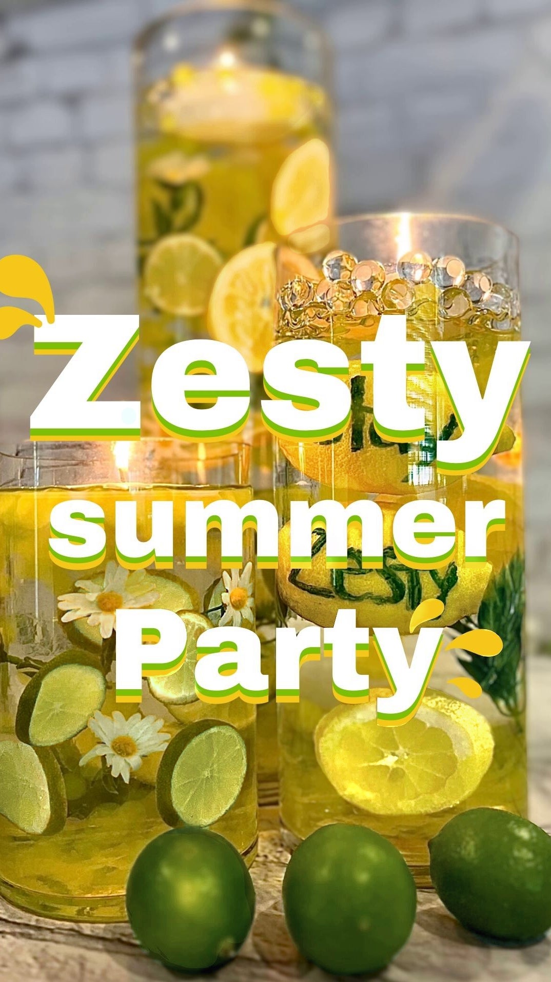 Zesty Floating Choices:Lemons-Limes-Cherries-Daisies-Fairy Lights-1 Pk fills 1 Gallon for Your Vases-With Our Exclusive Transparent Water Gels Floating Measured Kit