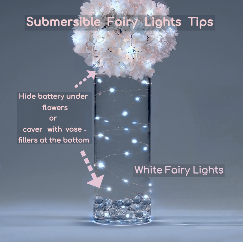 30 Led Fairy Lights on Each String- 3 Strings- Submersible String & Battery- Exclusive Garlands for Vases- Choice of Cool White or Warm White Glow