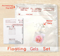 100 Floating White Seashells- White Coral Reef-Pearls-Aqua Sea Color Gels- Fills 1 Gallon for Your Vases- With Pre-Measured Prep Bag-Option of 3 Submersible Fairy Lights Strings