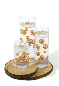 75 Floating Gold Pearls- Large- Fills 1 Gallon of Floating Pearls and Transparent Floating Gels- With Measured Gels Prep Bag- Option of 3 Fairy Lights Strings