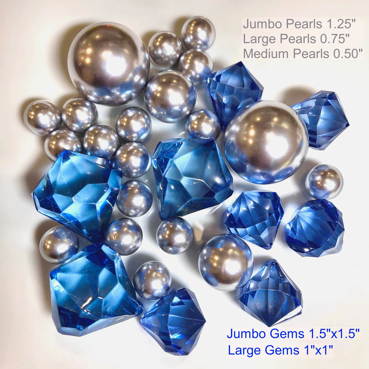 Navy-Blue Sparkling Crystal Gems - 1.5"- 1"