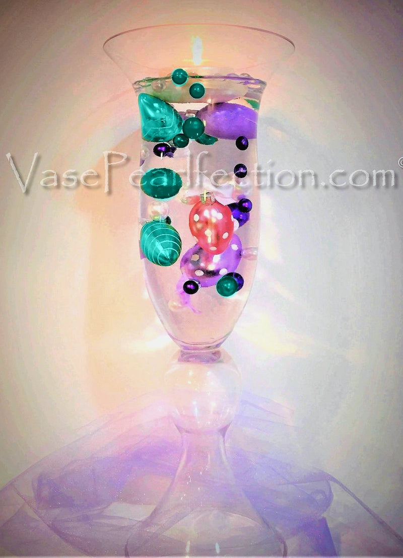 40 Floating Easter Eggs-Iridescent beads-Pearls-Jumbo Sizes-Fills 1 Gallon for Your Vases With Transparent Gels Floating Measured Kit-Vase Decorations