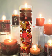 50 Floating Realistic Fall Leaves, Flowers, Pumpkin Gems-Pearls-Fills 1 Gallon Of Transparent Floating Gels-Options of 3 Submersible Fairy Lights String