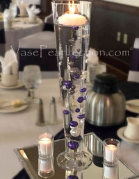 75 Floating Purple Plum Pearls Large Sizes- Option of 3 Submersible Fairy Lights Strings Hidable Submersible Batteries- 1 Gallon of Transparent Water Gels for Vases